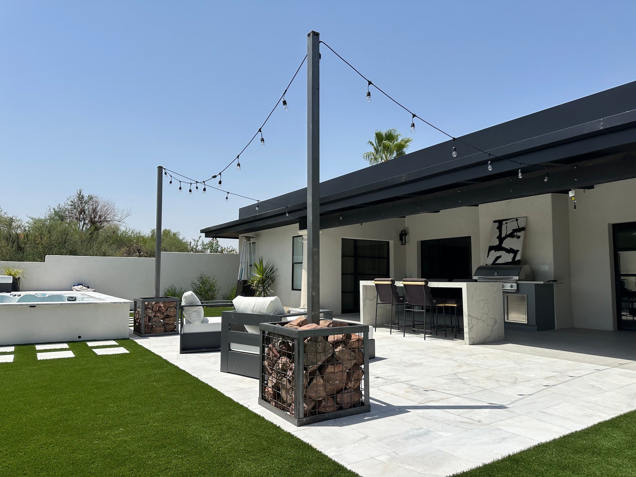 Gabion String Light Holder (aka Welded Rock Cage)